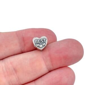 Vintage Sterling Silver 925 Best Mom Heart Slide Charm